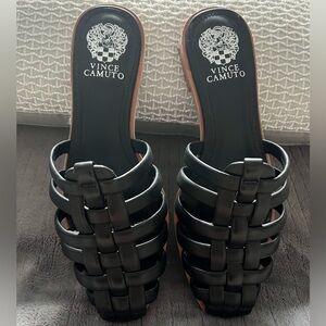 Vince Camuto Leather Caged Sandals Black